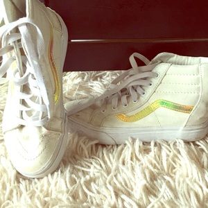 Kids size 2.5 white and Gold vans